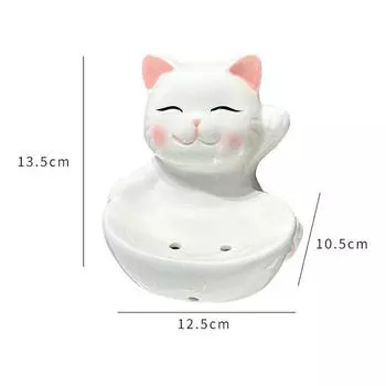 Милый кот керамическая мыльница слив бытовая мультяшная ванная мыльница мыльница керамическая полка аксессуары для украшения ванной комнаты