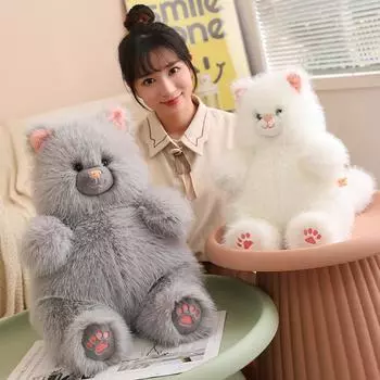 Милый кот, плюшевая игрушка, белый кот, мягкая кукла, игрушки для мальчиков и девочек, подарок на Рождество, день рождения, украшение дома 40cm