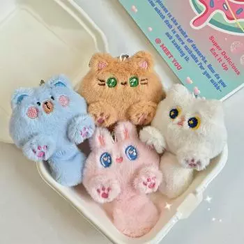 Милый кот, плюшевая игрушка-кукла, брелок, пушистая мягкая игрушка, рюкзак, сумка, подвеска кофейный