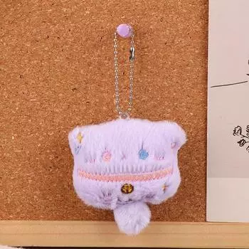 Милый кот, плюшевый кулон, мультяшный котенок, мягкая кукла, брелок для ключей, кольцо для ключей, рюкзак, сумка, декор фиолетовый