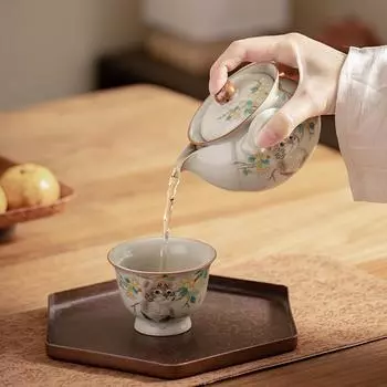 Милый кот в китайском стиле, ручной работы, горшок в виде сокровища, бутылка, антиожоговая чаша для чая, маленькая крышка, легкая, роскошная ретро-керамическая чашка для заваривания чая Model A 200ml