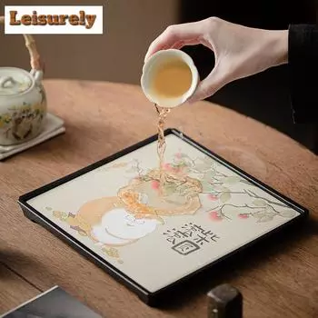 Милый кот, впитывающий воду чайный поднос, винтажный органайзер для столовых приборов, чайная доска, бытовая посуда для сервировки чая, принадлежности, подарок для творчества