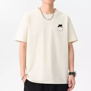 Милый котенок 12 цветов Мужская футболка с коротким рукавом 100% хлопок Мужская уличная футболка 4XL