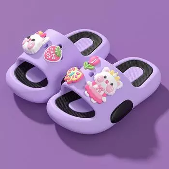 Милый котенок, милый, забавный, мультяшный, детские тапочки для девочек, летние, для дома, нескользящие, для детей среднего и старшего возраста, детские сандалии 24-25