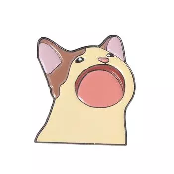 Милый котенок открытый рот броши животное кошка металлический значок школьный рюкзак украшение кошка эмалированная булавка пальто 1pc