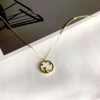 Милый котенок смотрит на звездное небо круглое ожерелье универсальный простой темперамент студент ключичная цепочка для женщин