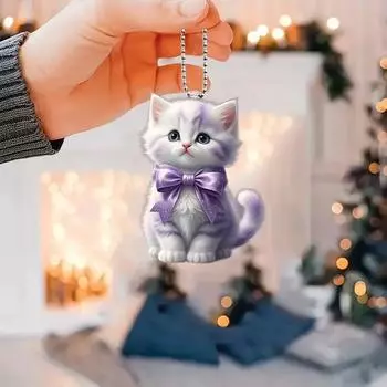 Милый котенок зеркало заднего вида подвеска автомобиль подвесные украшения автомобиль украшения аксессуары подарки для женщин мужчин рождественские украшения
