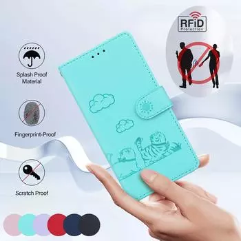 Милый котик RFID блокирующий кожаный чехол для Huawei Honor X60i X6B X9B X8B X7B Honor200 Nova12 чехол для кошелька с отделениями для карт для Huawei Honor 90 чехол для телефона Huawei Enjoy 7S 2017 розовый