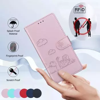 Милый котик RFID блокирующий кожаный чехол для ZTE Blade A7S/Blade A52/Blade A72 кошелек слоты для карт чехол для ZTE Blade V40 Vita телефон кошелек кобура ZTE Blade A7S 2020 розовый