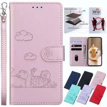 Милый котик RFID блокирующий кожаный чехол для OnePlus Nord 4/Nord N30 SE N20 SE/Nord 2T подставка кошелек слоты для карт чехол для OnePlus 11/Nord N20 кобура OnePlus Nord 4 розовый