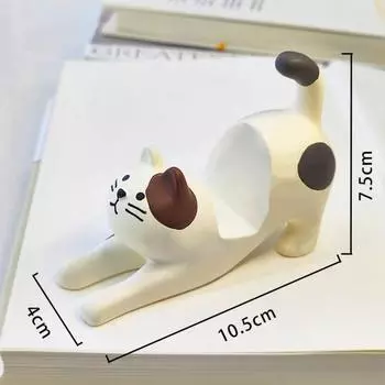 Милый котик смола держатель для телефона – Ленивый кронштейн настольная и автомобильная подставка, Мини портативный многофункциональный Beige