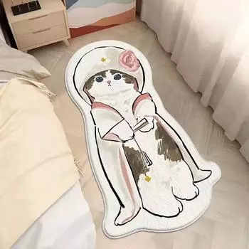 Милый ковер с мультяшным котом, плюшевые, пушистые, нерегулярные прикроватные ковры, утепленный нескользящий напольный коврик, коврик для детской комнаты, декор для спальни 40x100cmXS