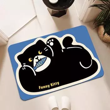 Милый коврик для ванной комнаты с животными, дверь в ванную комнату, диатомовая грязь, противоскользящий, впитывающий и грязный, мультяшный милый противоскользящий коврик для ног 50 * 80cm