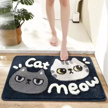 Милый коврик для ванной с рисунком из мультфильма, высококачественный флокированный коврик для ванной из микрофибры, быстросохнущий, нескользящий, впитывающий воду коврик для ног, коврик для ванной 40x60cm