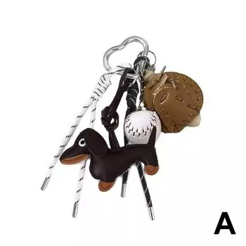 Милый кожаный брелок в виде щенка, брелок в виде таксы, бейсбольная веревка, брелок для ключей от машины G2N3 B-One size