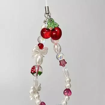 Милый красный вишневый ремешок для телефона подвески клубника Landyard брелок для ключей для девушки женщина сумка камера кулон CCD подвесная веревка