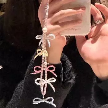 Милый красочный бант кулон бисерный телефон ремешок шарм для телефона аксессуары брелок шнурок для женщин и девушек ювелирные изделия веревка шнур