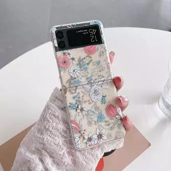 Милый красочный цветок птица узор прозрачный жесткий чехол для телефона для Samsung Galaxy Z Flip 3 5g задняя крышка For Samsung Z Flip 3