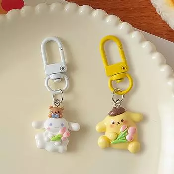 Милый креативный брелок в виде тюльпана с животными, милый мультяшный кулон в стиле аниме, изысканный рюкзак, подвесные украшения, аксессуары, подарки