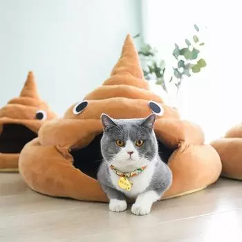 Милый креативный домик для кошек, теплый, зимний и летний, закрытый домик для домашних животных, какашка, большой домик для собак S 35*35*32