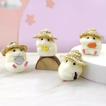 Милый креативный хомяк в соломенной шляпе, украшение для автомобиля, аксессуар для приборной панели салона автомобиля, украшение для автомобиля, декоративный декор