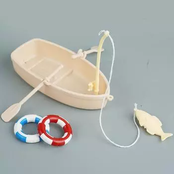 Милый креативный котенок рыболовные украшения рыболовная лодка плавательный круг мини кукольный домик детский игровой домик игрушки