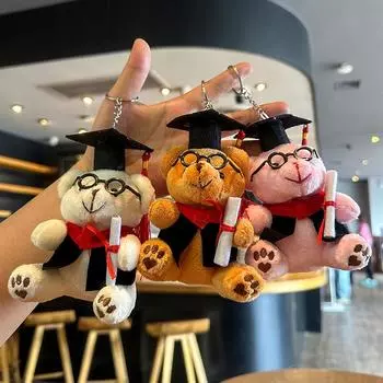 Милый креативный плюшевый медведь кукла брелок кулон для женщин мужчин мультфильм медведь кукла плюшевая игрушка брелок подарки на выпускной