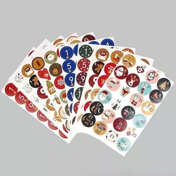 Милый креативный рождественский узор, адвент-календарь, обратный отсчет 1-24, подарочные декоративные наклейки, креативный набор наклеек, детские подарки