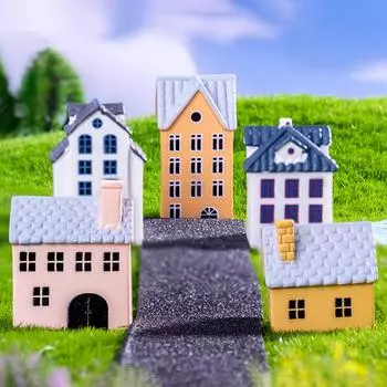 Милый креативный современный небольшой домик, ландшафтная фигурка, поделки, миниатюрная статуэтка, украшение для дома своими руками, небольшие украшения, подарки as the picture