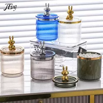 Милый кролик, держатель для ватного диска, стержень для ватной палочки, коробка для хранения косметики, ювелирных изделий, контейнер для макияжа для ванной, органайзер для помады, коробка