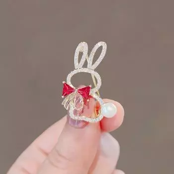Милый кролик галстук-бабочка высококлассная брошь с защитой от света женская брошь со стразами булавка для воротника темпераментные аксессуары для костюма Red bow tie rabbit