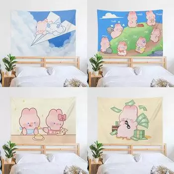 Милый кролик гобелен офис гостиная украшение домашний настенный гобелен 100x75cm