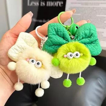 Милый кролик из волос рекса, бант, брикет, подвеска в виде эльфа, сумка, кукла, кулон, мультяшная кукла, автомобильный брелок