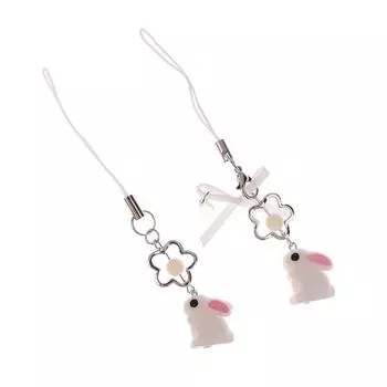 Милый кролик кулон телефон шнурок бант кролик мобильный телефон цепочка для девочек кавайный ремешок для мобильного телефона брелок аксессуары
