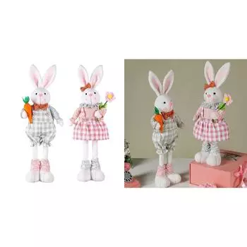 Милый кролик пасхальное миниатюрное изделие выдвижные ножки кролик украшение садовые принадлежности настольная домашняя фигурка украшение розовый