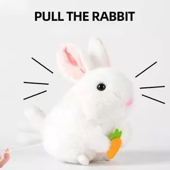 Милый кролик, плюшевая кукла, виляющий хвостом, кролик, хомяк, игрушка для маленьких детей, подарок на день рождения, подруга, декор для спальни для мальчиков и девочек белый