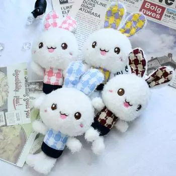 Милый кролик плюшевый брелок для ключей мультяшный кролик в клетку кукла брелок рюкзак кулон ювелирные изделия подарок для девочки 16CM