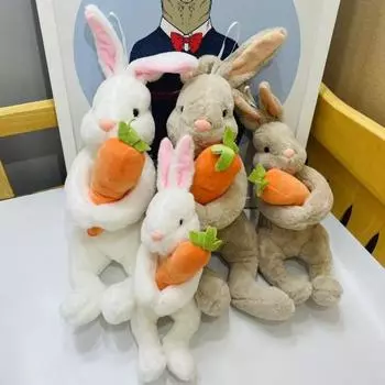 Милый кролик плюшевый игрушка обнимает морковку мягкий кролик кукла для детей пасхальный декор вечеринка подарок диван спальня офис автомобиль украшение S коричневый