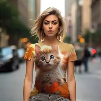 Милый кролик с 3D принтом, классическая простая краска, забавный узор, повседневная женская футболка, летняя модная женская футболка с короткими рукавами в стиле хип-хоп 4XL