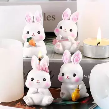 Милый кролик силиконовая форма Diy помадка для выпечки маленький белый кролик мусс форма для торта 4.6*6.2cm белый