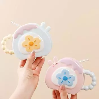 Милый кролик соломенная чашка для воды керамическая чашка высокая косметическая чашка для девочек офисная творческая посуда для напитков рождественский подарок 460ml