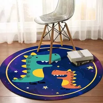 Милый круглый ковер с героями мультфильмов, ночное небо, звезды, луна, ракета, самолет, нескользящий напольный коврик для детской комнаты, спальня, украшение для дома, ковер 40cm