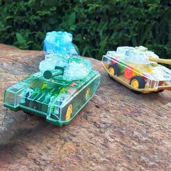 Милый крутой светильник с гладкими краями, мини-игрушка-танк, пластиковая прозрачная шестерня, пушка, подарок для детей синий