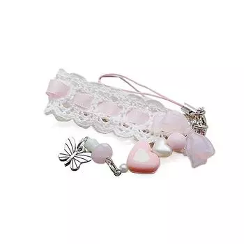 Милый кружевной брелок с лентой, милый бант, кулон в форме сердца, брелок для телефона, подвеска на шнурок, сумка для наушников, кулон, украшения, аксессуары