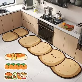 Милый кухонный коврик, впитывающий, с рисунком овощей, кухонные длинные полосатые коврики, масляные, нескользящие, для ванной, балкона, ковер as picture