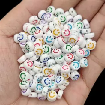 Милый кулон для изготовления ювелирных изделий своими руками, поделки, свободные бусины, оптовая продажа, красочное улыбающееся ожерелье, браслет, 50 шт. 4*7 мм разноцветный