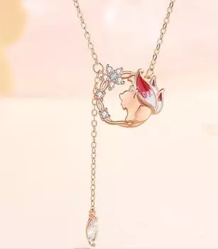 Милый кулон с девятихвостой лисой с бахромой, ожерелье с лисичкой, высокоценная легкая роскошная цепочка для ключицы, универсальная темпераментная шейная цепочка