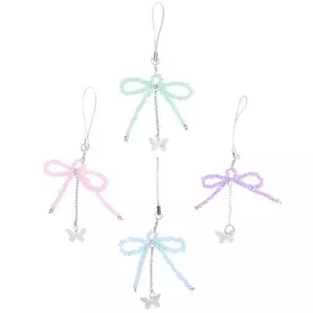 Милый кулон с жемчугом и бантом, бисерный телефонный брелок для аксессуаров для телефона, шнурок для женщин и девушек, ювелирные изделия, подвесная веревка светло-желтого