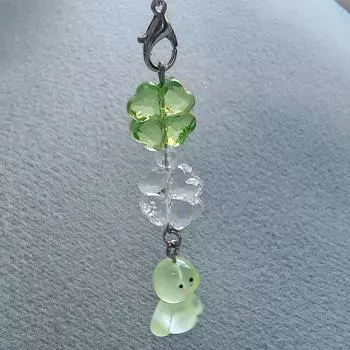 Милый кулон-шарм для телефона в виде куклы «Солнечный день», кавайный брелок «Счастливый клевер», цепочка для мобильного телефона, изысканный аксессуар для украшения сумки, подарок зелёный