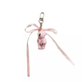 Милый кулон в виде медвежонка, брелок с бантиком, стильный аксессуар для сумки, держатель для ключей в виде медвежонка, уникальное украшение для ключей, подходит для сумки и ключей